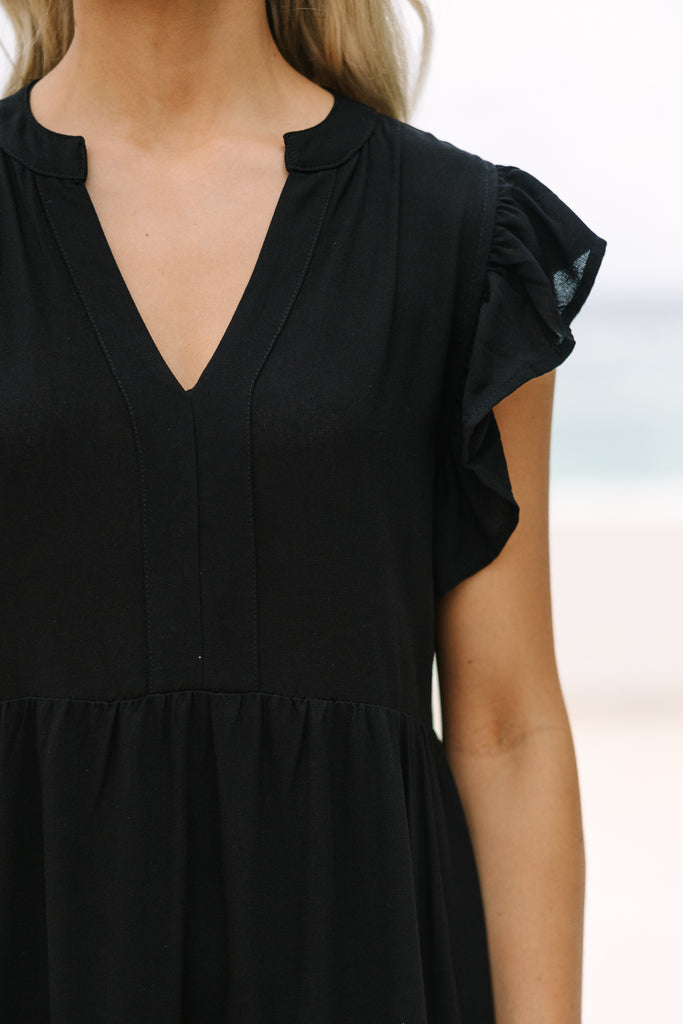 Chic Comfy Black Midi Dress - Classic Black Dress – Shop the Mint