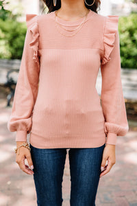Reach Out French Rose Pink Ruffled Sweater