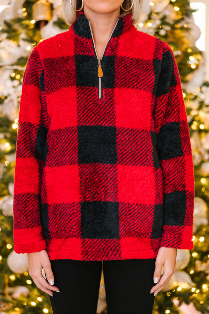 Buffalo plaid off on sale the shoulder sweater