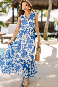 Give Your All Royal Blue Floral Maxi Dress