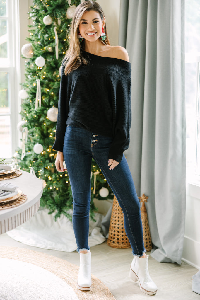 All On You Black Off Shoulder Sweater – Shop the Mint
