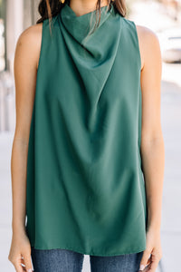 Tell Your Story Hunter Green Cowl Neck Tank
