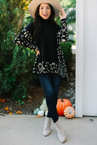 All In Theory Black Leopard Sweater Tunic
