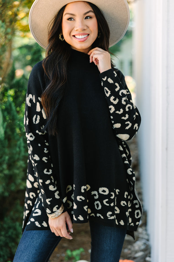 All In Theory Black Leopard Sweater Tunic