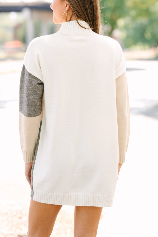 Good News Natural White Colorblock Tunic Sweater