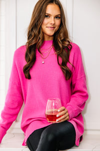 Perfectly You Candy Pink Mock Neck Sweater