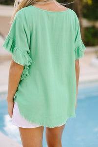Find You Out Green Linen Top