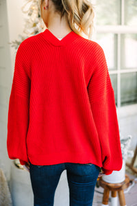 Make You Happy Red Bubble Sleeve Cardigan