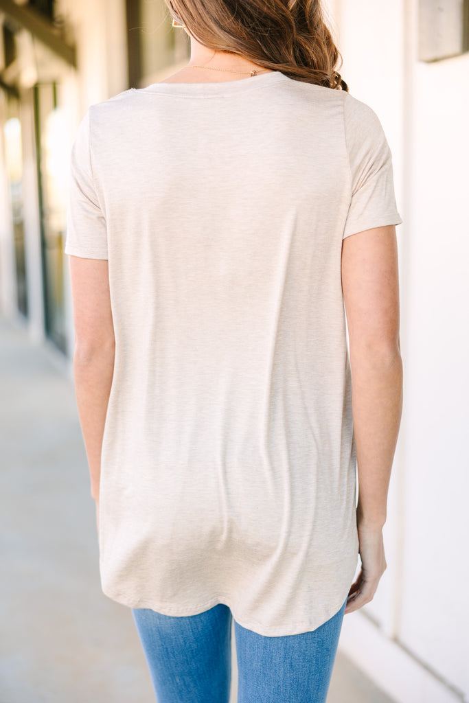 Let's Meet Later Oatmeal White Top – Shop the Mint