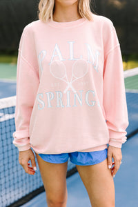Palm Springs Tennis Blush Pink Corded Graphic Sweatshirt