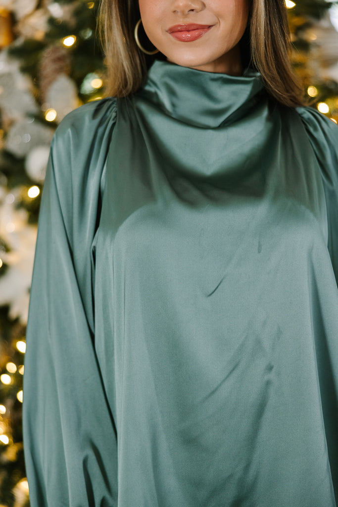 Embrace The Joy Light Olive Green Satin Blouse – Shop The Mint