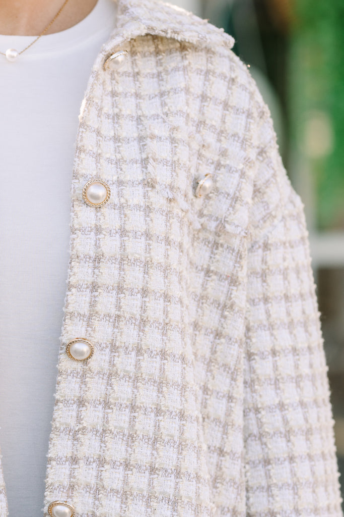 All Class Ivory White Tweed Jacket