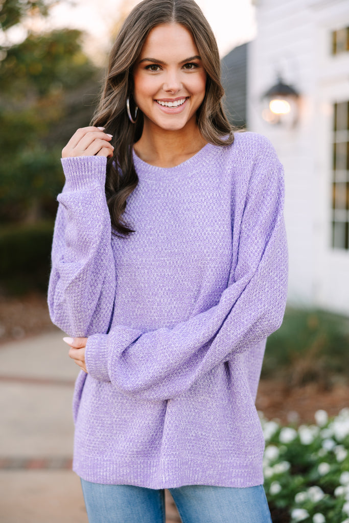 The Slouchy Lavender Purple Bubble Sleeve Sweater – Shop the Mint