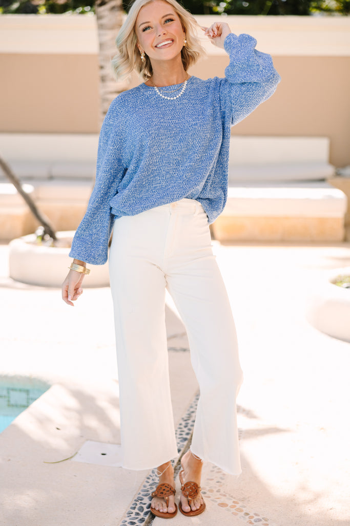 The Slouchy Royal Blue Bubble Sleeve Sweater – Shop the Mint