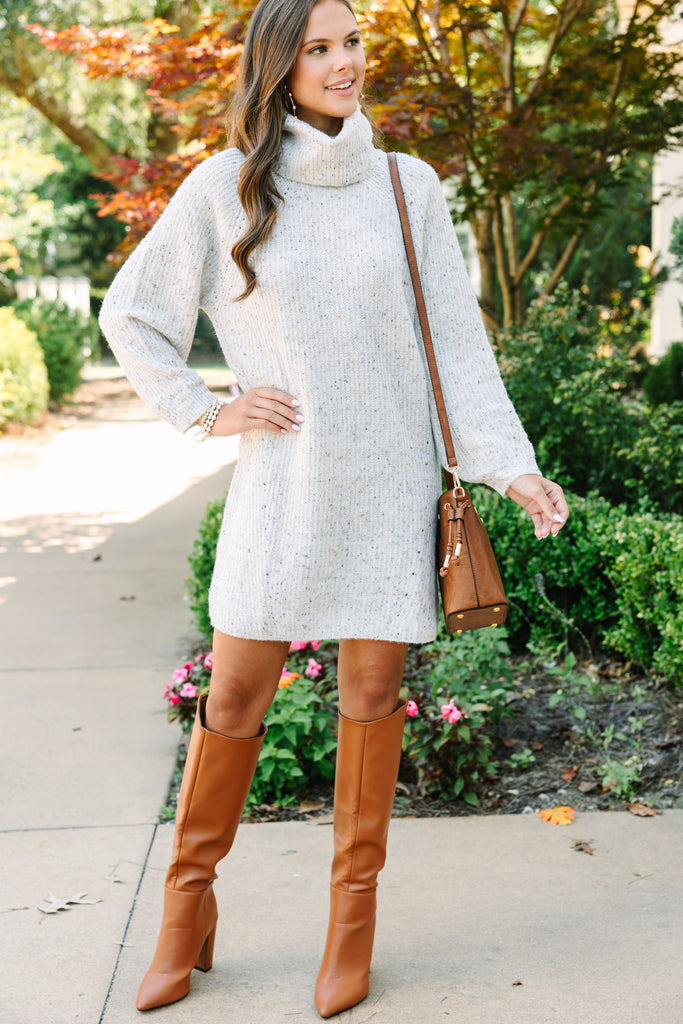 Feeling It Ivory White Turtleneck Sweater Dress – Shop the Mint