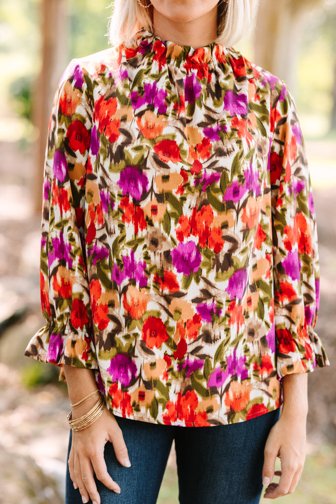 Beauty And Brains Spicy Orange Floral Blouse – Shop the Mint