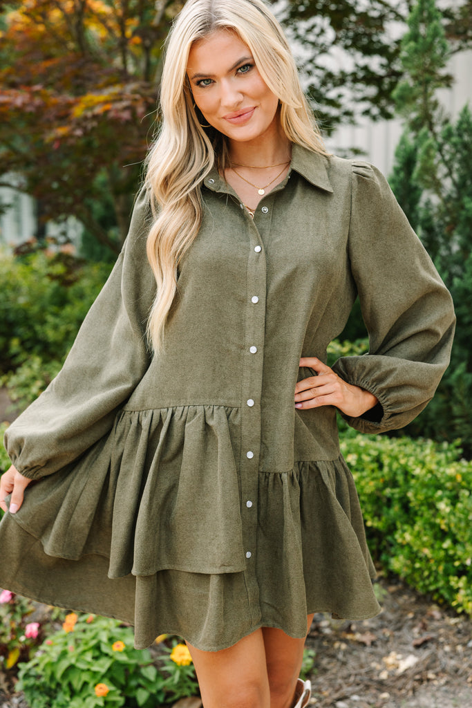 green button dress It's Your Place Olive Down this midi dress is All Birthday Party Dresses COLOR:SHELL LC6118124-P106