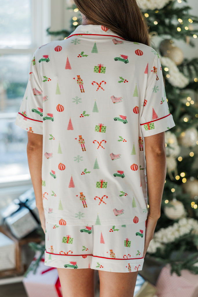 Dream Big White Holiday Print S/S Bamboo Pajama Set – Shop the Mint