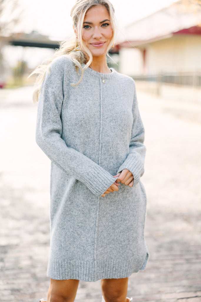 Just Think It Through Gray Tunic Sweater Dress Just Think It Through Gray Tunic Sweater Dress