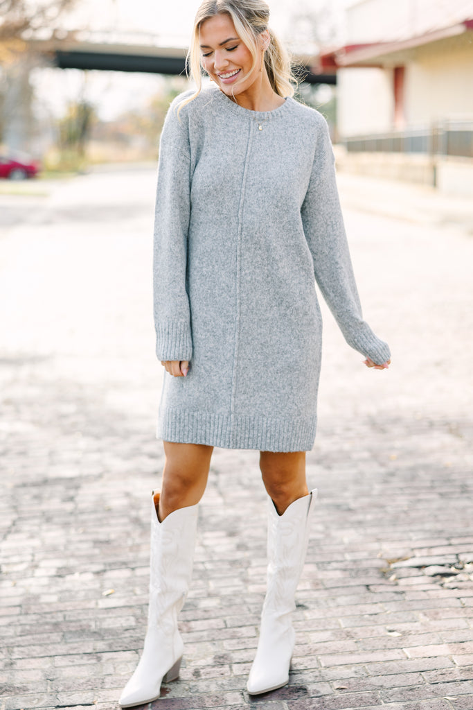 Just Think It Through Gray Tunic Sweater Dress Just Think It Through Gray Tunic Sweater Dress