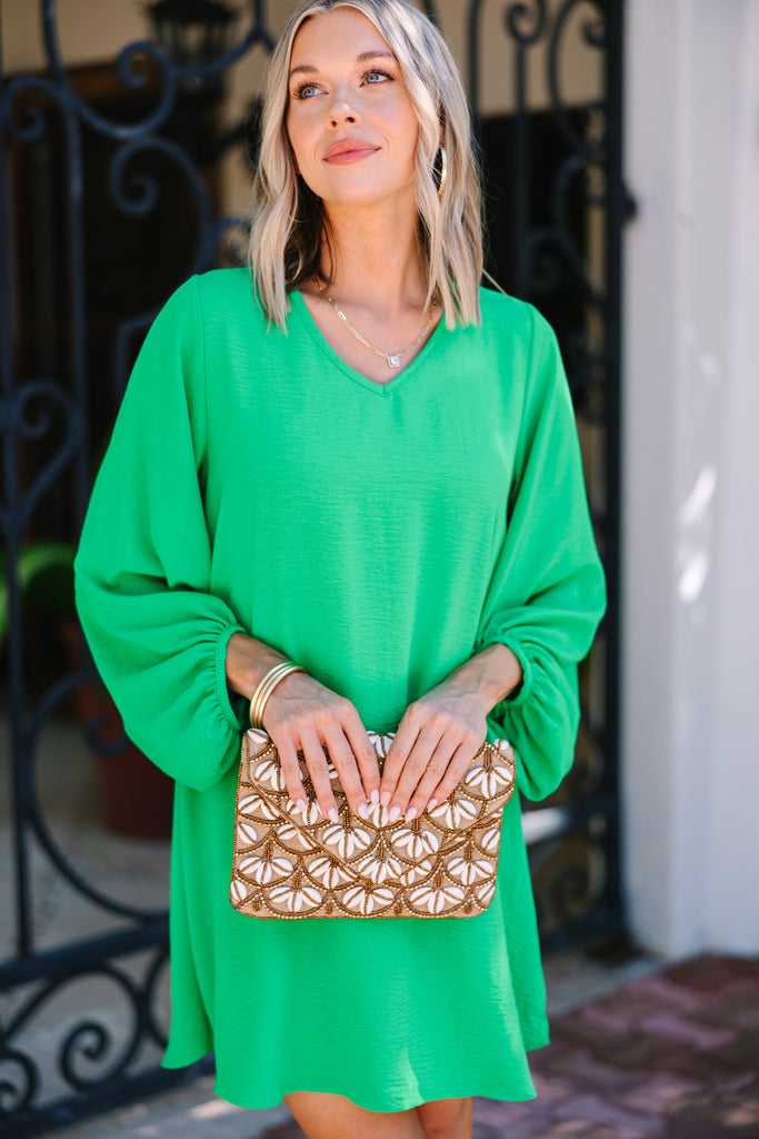 Loud And Clear Kelly Green Bubble Sleeve Dress – Shop the Mint