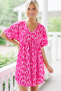 As Soon As Possible Hot Pink Spotted Babydoll Dress
