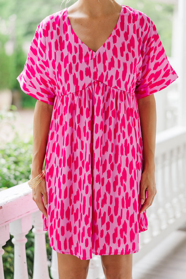 As Soon As Possible Hot Pink Spotted Babydoll Dress