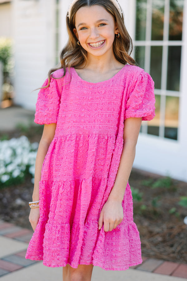 Girls: It All Makes Sense Fuchsia Pink Tiered Dress