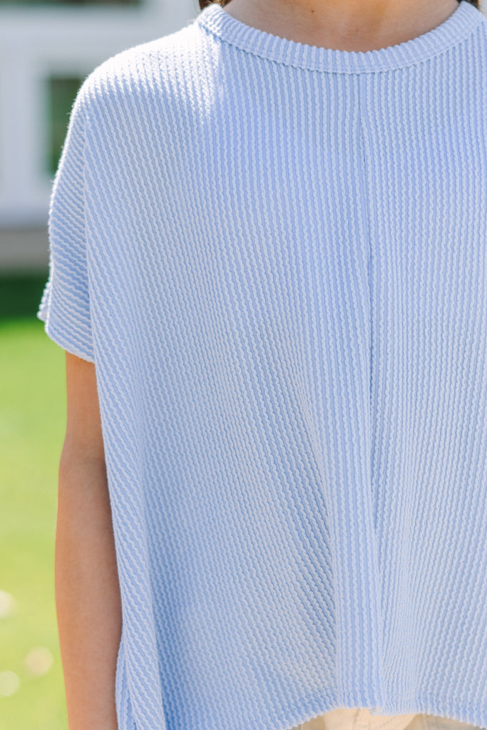 Ladies Sweet and Lovely Things Rib Top-Light Blue