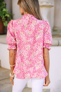 This Is The Time Pink Ditsy Floral Blouse