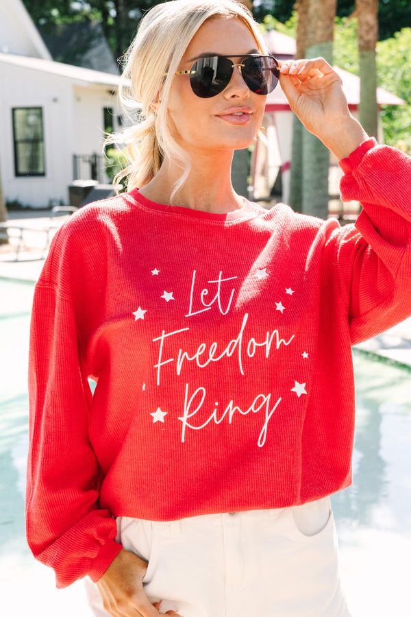 Let Freedom Ring Red Graphic Corded Sweatshirt