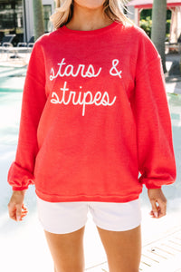 Stars & Stripes Red Graphic Corded Sweatshirt