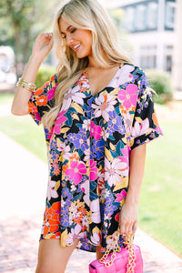 Easily Accepted Black Floral Dress