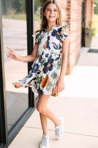 Girls: At This Time Olive Green Floral Dress
