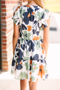 Girls: At This Time Olive Green Floral Dress