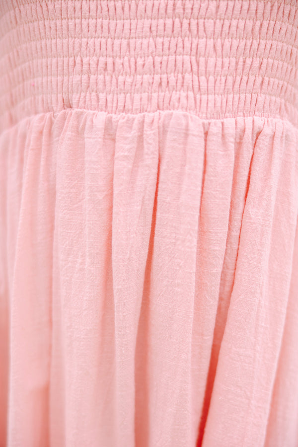 Girls: Easy Love Blush Pink Smocked Maxi Dress