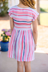 Girls: Let's Go Westward Peach Pink Striped Dress