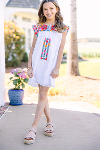 Girls: Live Your Way Ivory Embroidered Dress