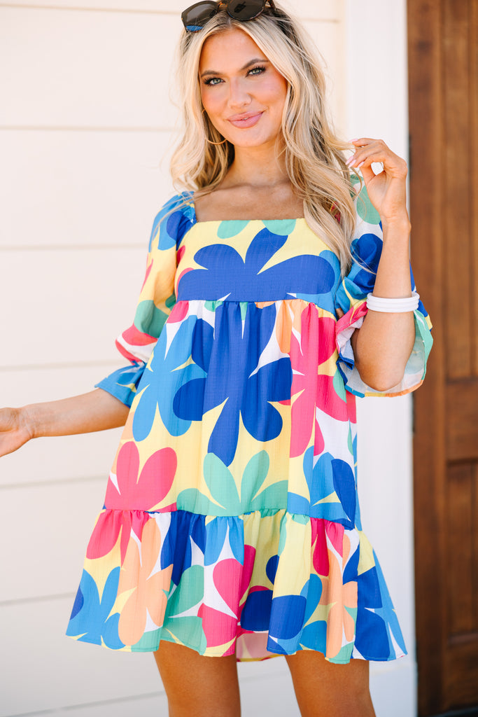 Love You So Blue Floral Mini Babydoll Dress Shop the Mint