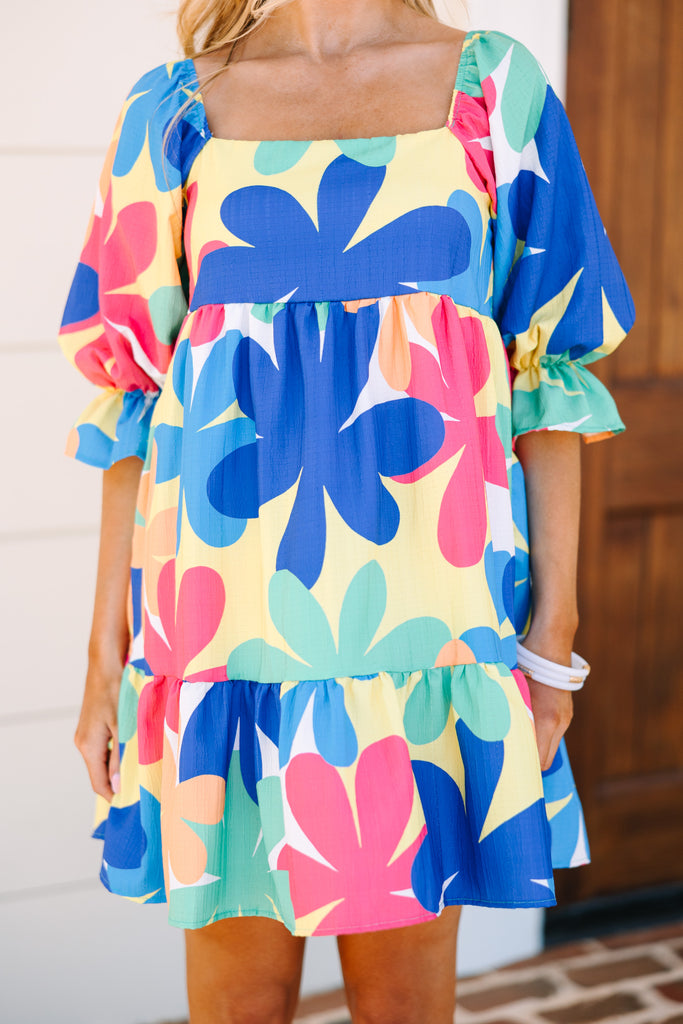 Love You So Blue Floral Mini Babydoll Dress Shop the Mint