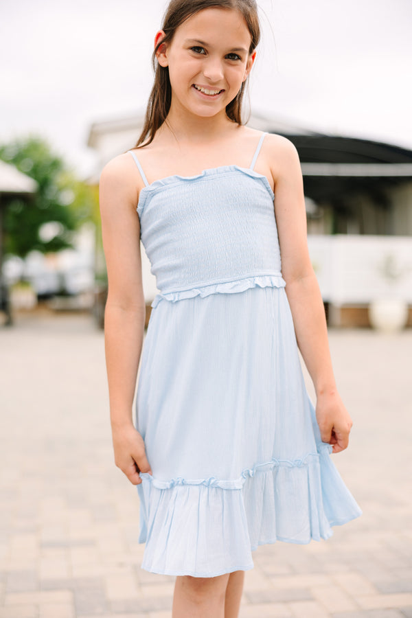 Girls: Bright Future Blue Smocked Dress