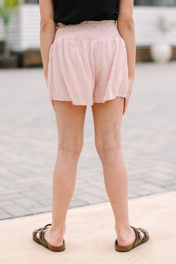 Girls: Looking Forward Mauve Pink Smocked Shorts