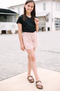 Girls: Looking Forward Mauve Pink Smocked Shorts