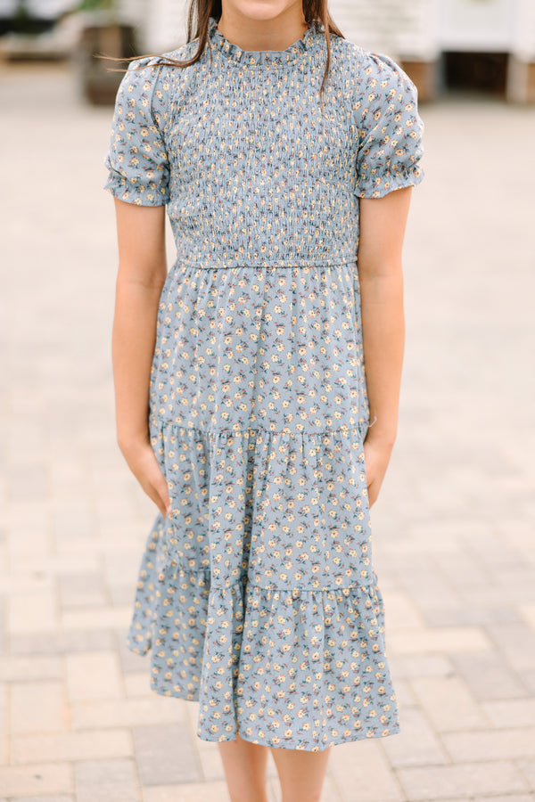 Girls: On Your Terms Blue Floral Midi Dress