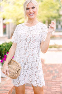 See You There White Lace Shift Dress