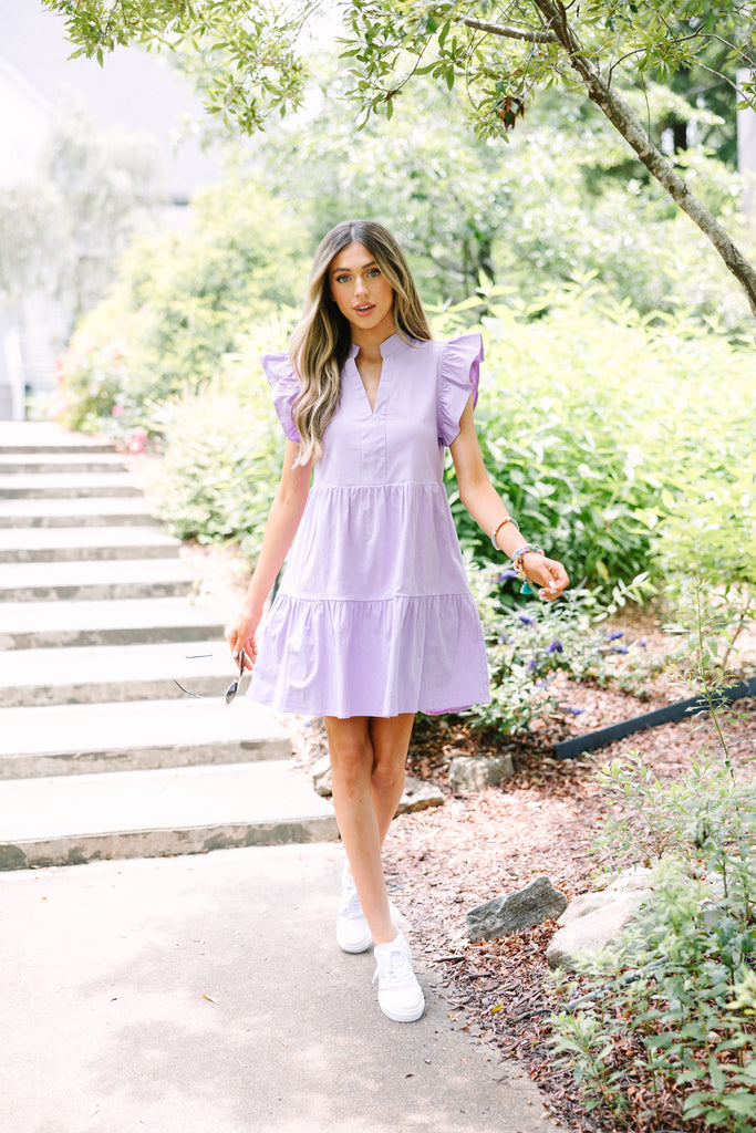 Building Block A-Line Dress - Lavender, Relaxed Fit Dress