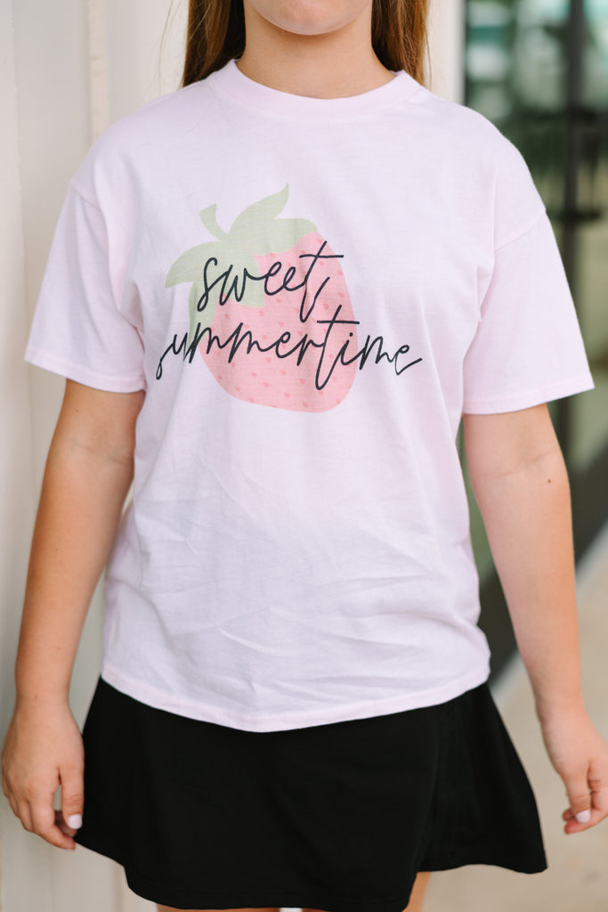Girls Sweet Summertime Blush Pink Oversized Graphic Tee Shop the Mint
