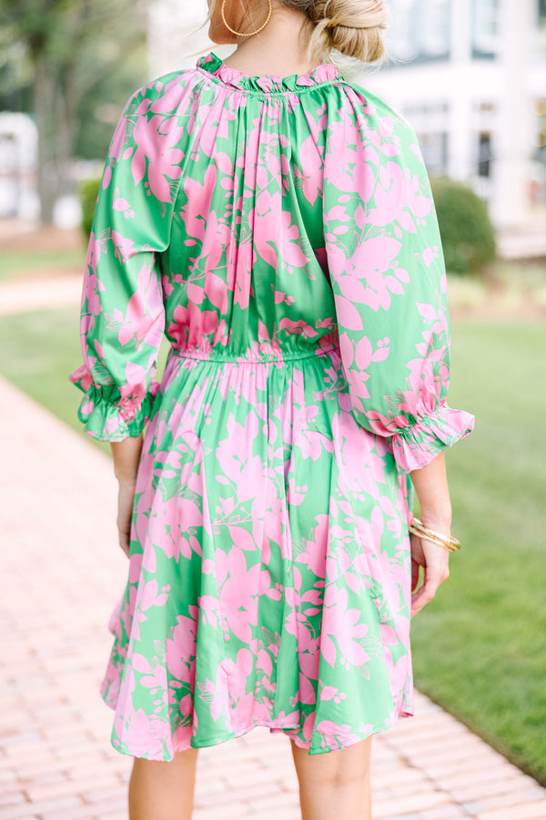 Run To You Green Floral Dress