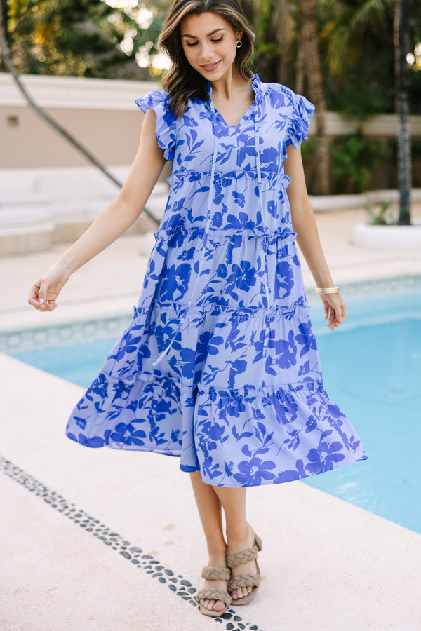 Show You Off Blue Floral Midi Dress