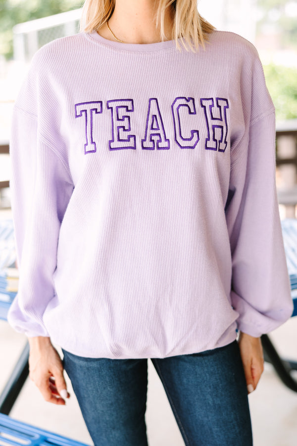 Teach Lilac Purple Corded Embroidered Sweatshirt